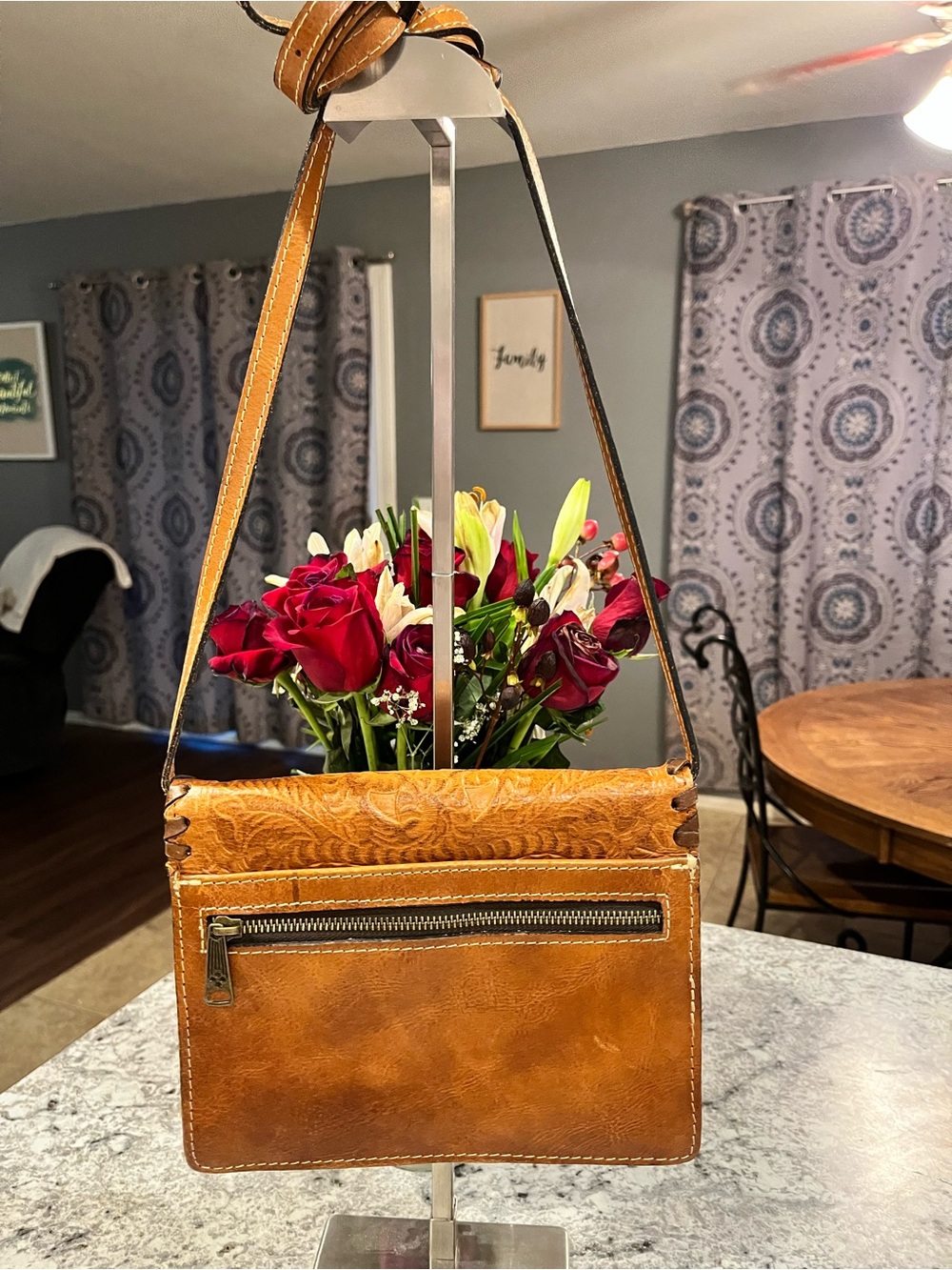 Patricia Nash Hand-Tooled Tan Leather Crossbody Bag EUC - Picture 2 of 16